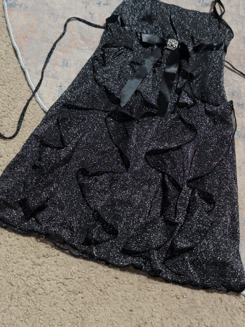 I.N. Girl Black Sparkle Party Dress with Satin Bow Kids 7 - Picture 3 of 8